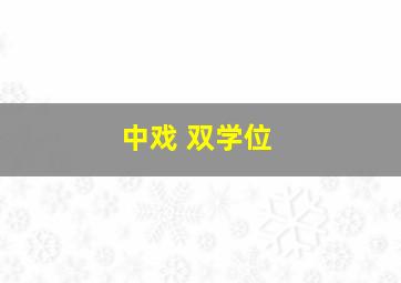 中戏 双学位